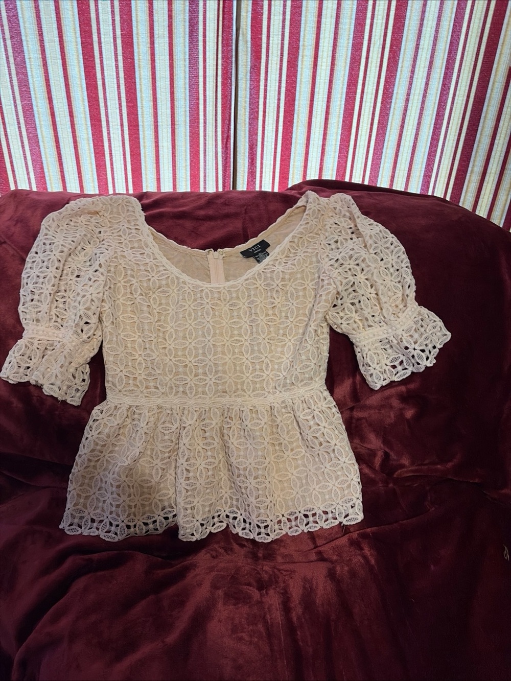 Vici Cream Lace Peplum Top